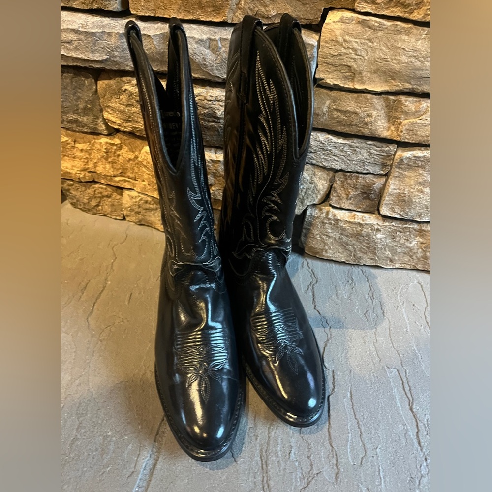 Black Leather Western Cowboy Boots Women's Size 7.5 M